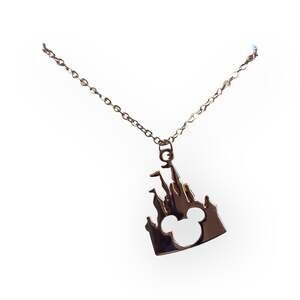 Disney Mickey Mouse castle rose gold necklace